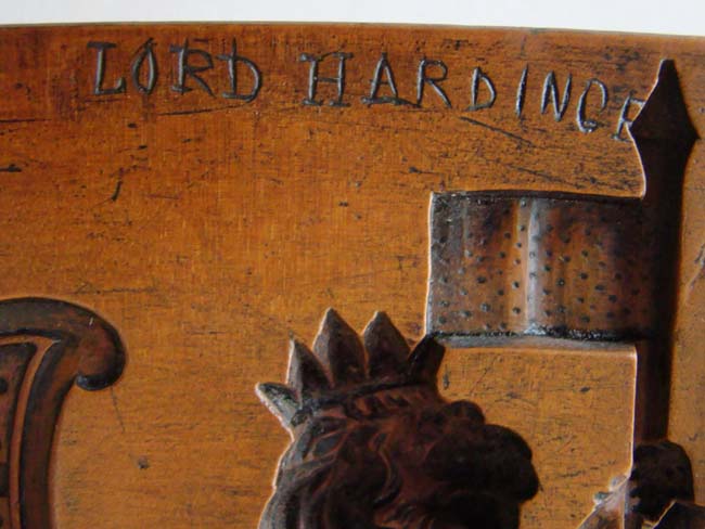 An 18th century incised carved fruitwood composition mold bearing the arms and crest of the Berkeley family dated 1754.    — image 3